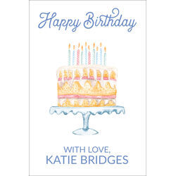 Watercolor Birthday Cake Vertical Gift Stickers